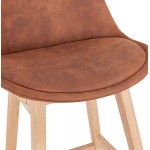 Scandinavian design bar stool in microfiber feet natural color LILY (brown)