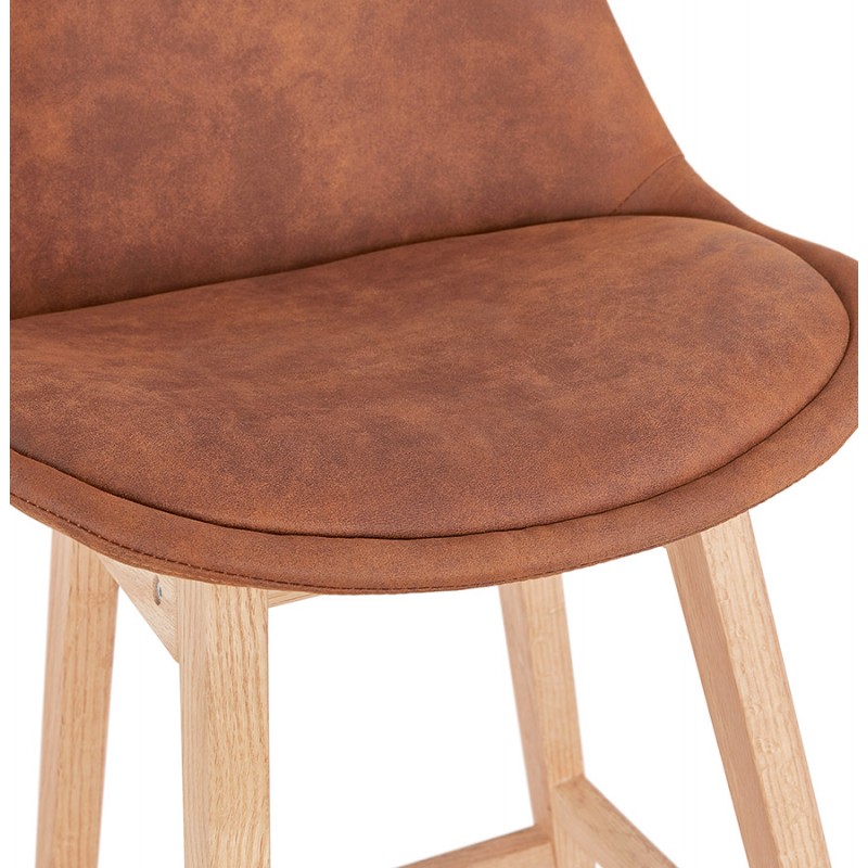 Scandinavian design bar stool in microfiber feet natural color LILY (brown) - image 46098