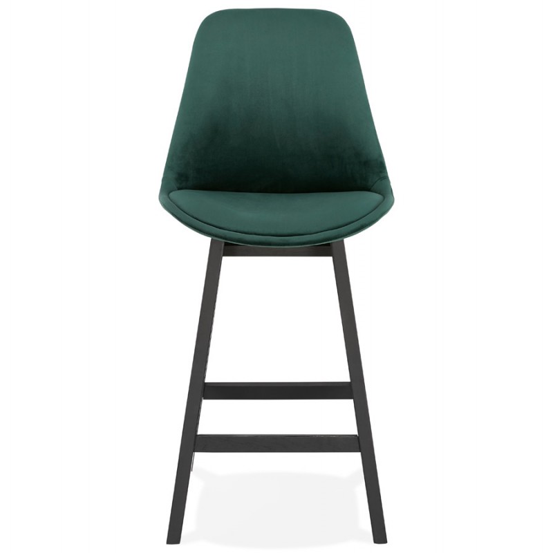 Tabouret de bar mi-hauteur design en velours pieds noirs CAMY MINI (vert) - image 46113