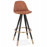 VINTAGE bar stool in microfiber black and gold feet VICKY (brown)