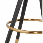 Tabouret de bar mi-hauteur design en velours pieds noirs et dorés NEKO MINI (noir)