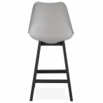 Tabouret de bar chaise de bar mi-hauteur design pieds noirs DYLAN MINI (gris clair)