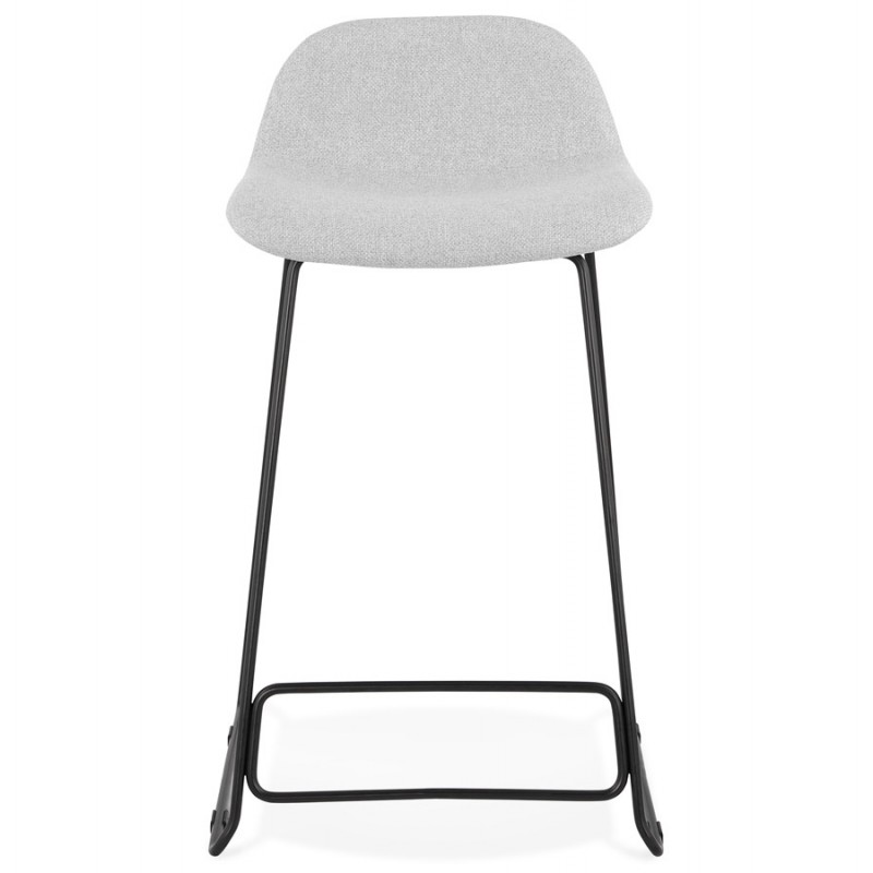 Industrial mid-height bar bar stool in black metal foot fabric CUTIE MINI (light grey) - image 46436