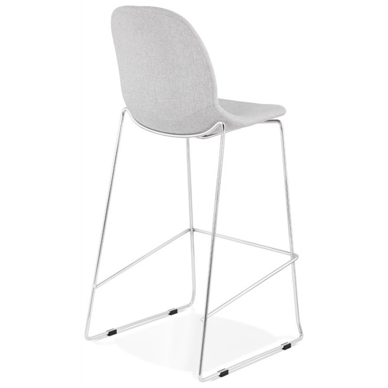 Scandinavian stackable bar chair bar stool in chromed metal legs fabric LOKUMA (light gray) - image 46502