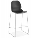 Design stackable bar stool with chromed metal legs JULIETTE (black)