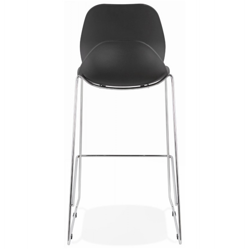 Design stackable bar stool with chromed metal legs JULIETTE (black) - image 46606