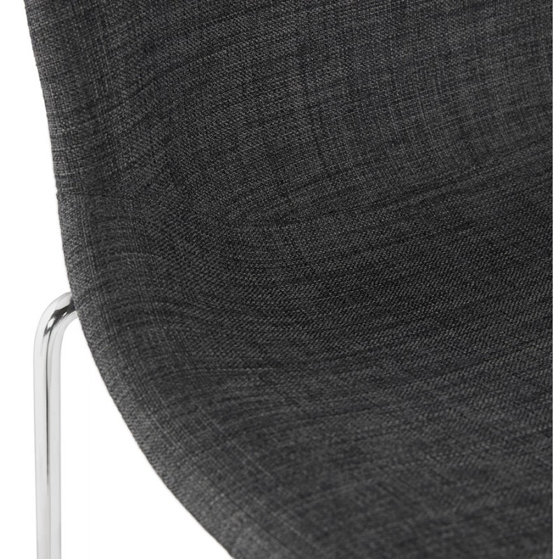 Silla de bar escandinava apilable taburete de bar en patas de tela de metal cromado LOKUMA (gris oscuro) - image 46624