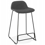Industrial mid-height bar bar stool in black metal foot fabric CUTIE MINI (anthracite grey)