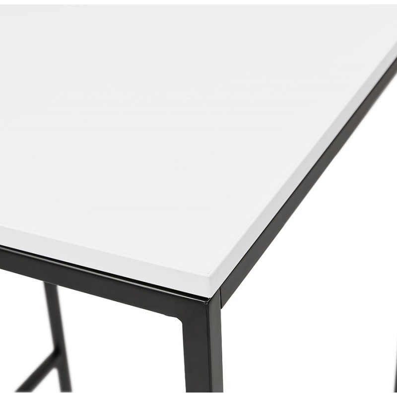 High table eat-up wooden design black metal feet HUGO (white) - image 47000