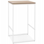 Table haute mange-debout design en bois pieds métal blanc LUCAS (finition naturelle)