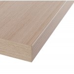 Mesa alta de madera de uso de pie de metal blanco LUCAS (acabado natural)