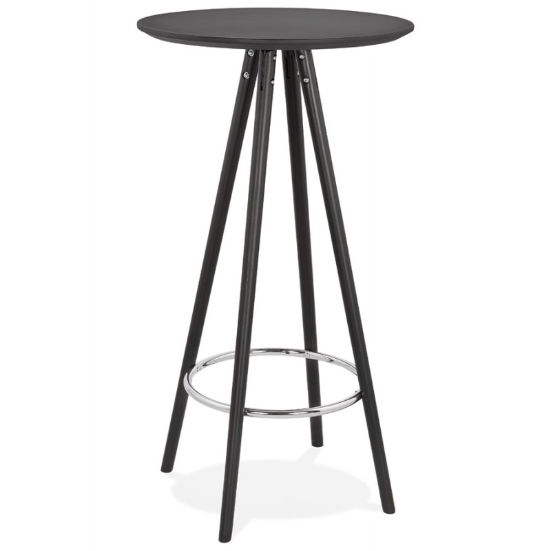 Table haute mange-debout design en bois pieds bois CHLOE (noir)