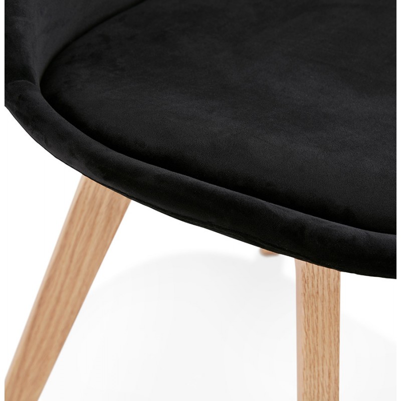 Chaise design scandinave en velours pieds couleur naturelle LEONORA (noir) - image 47126