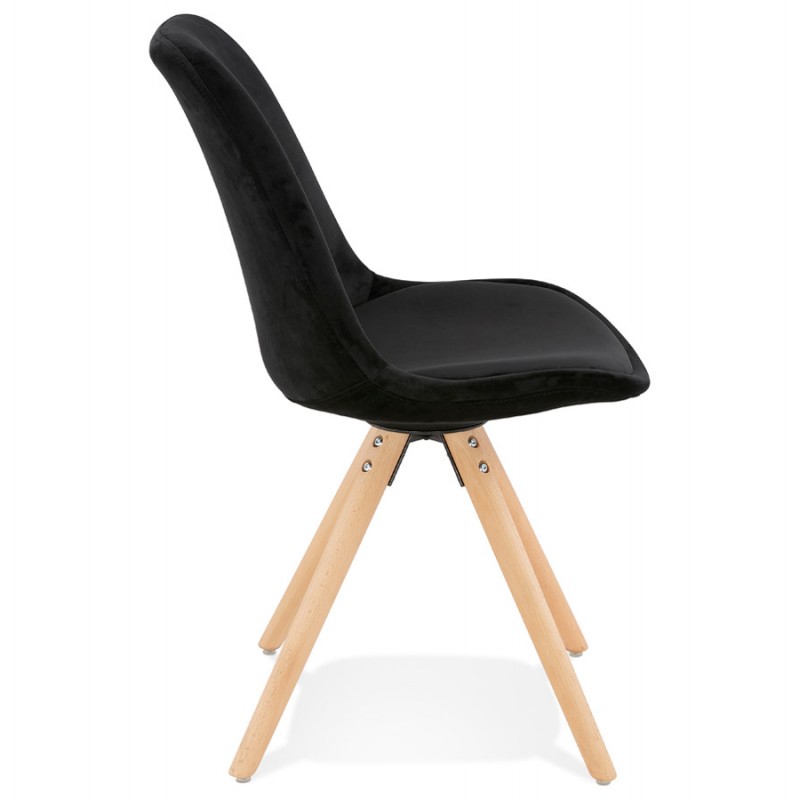 Chaise design scandinave en velours pieds couleur naturelle ALINA (noir) - image 47132