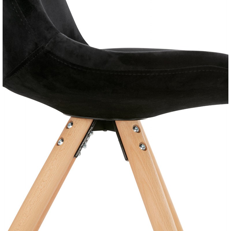 Chaise design scandinave en velours pieds couleur naturelle ALINA (noir) - image 47138