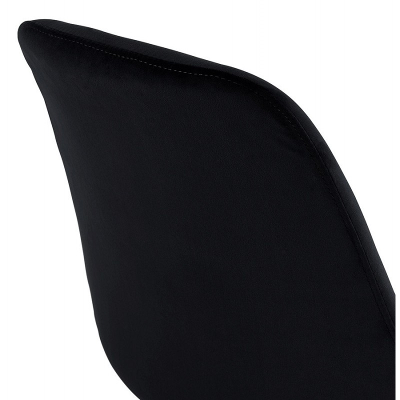 Chaise design scandinave en velours pieds couleur naturelle ALINA (noir) - image 47139