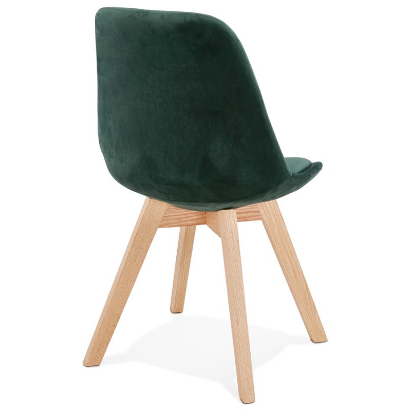 Chaise design scandinave en velours pieds couleur naturelle LEONORA (vert) - image 47166