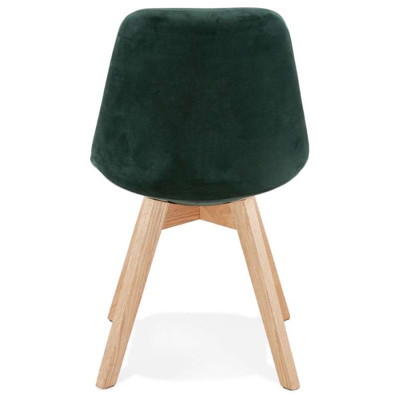 Chaise design scandinave en velours pieds couleur naturelle LEONORA (vert) - image 47167