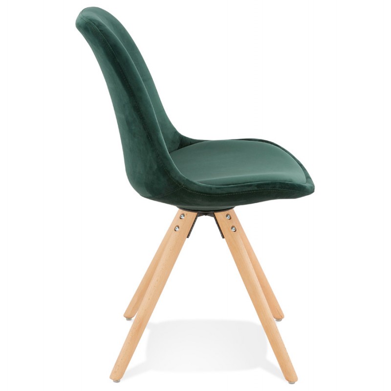 Chaise design scandinave en velours pieds couleur naturelle ALINA (vert) - image 47175