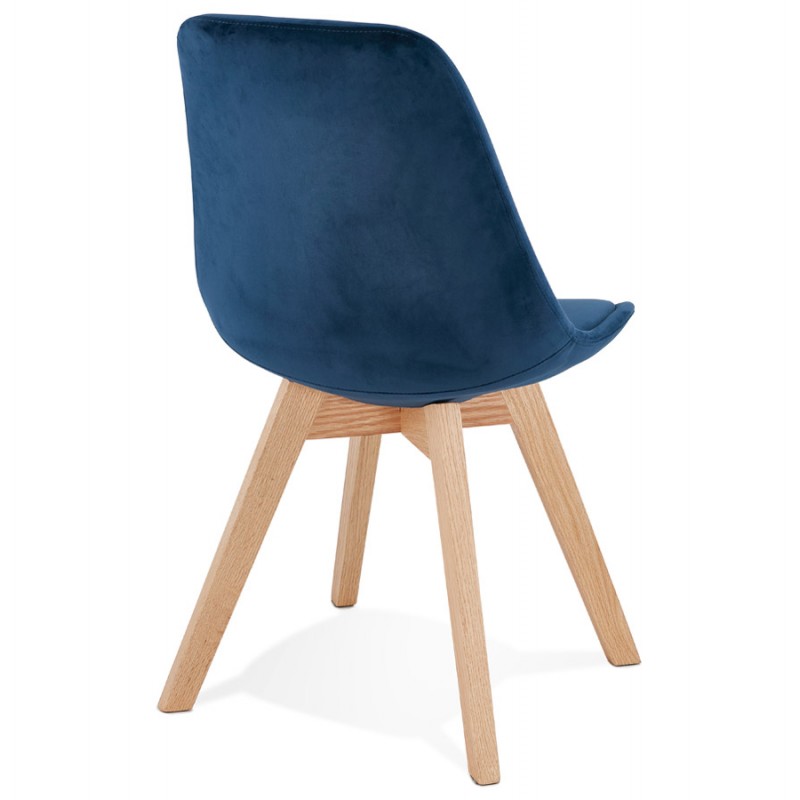 Chaise design scandinave en velours pieds couleur naturelle LEONORA (bleu) - image 47188