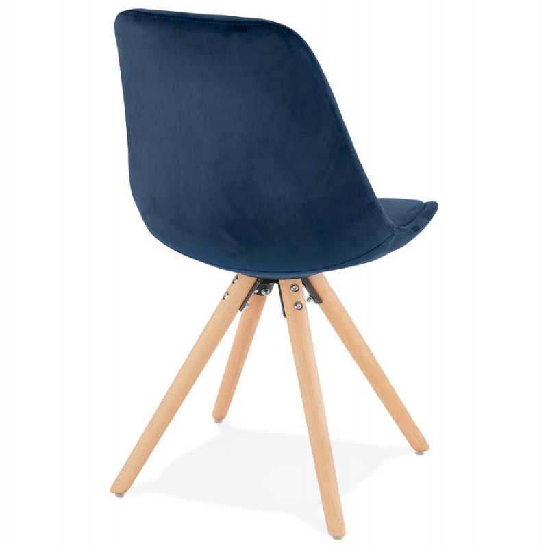 Chaise design scandinave en velours pieds couleur naturelle ALINA (bleu) - image 47198
