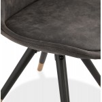 Chaise vintage et rétro en microfibre pieds noirs et dorés SERAPHIN (gris foncé)