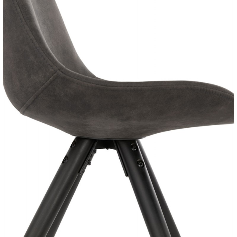 Chaise vintage et rétro en microfibre pieds noirs et dorés SERAPHIN (gris foncé) - image 47215