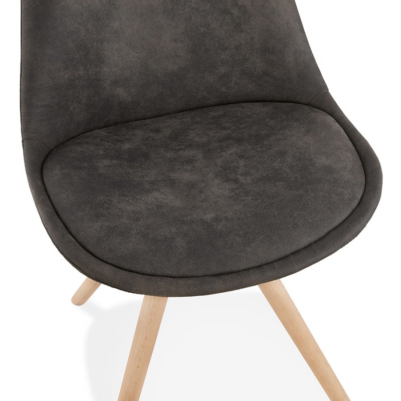 Scandinavian design chair in natural-coloured microfiber feet SOLEA (dark grey) - image 47241