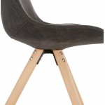 Scandinavian design chair in natural-coloured microfiber feet SOLEA (dark grey)