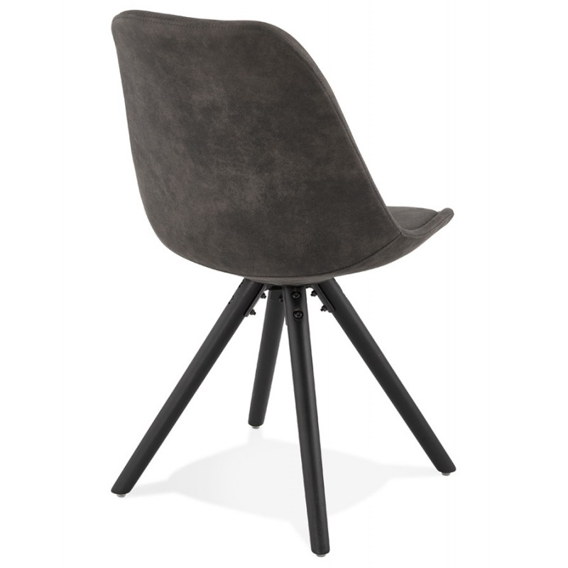 INDUSTRIAL Design Stuhl in Mikrofaser schwarze Füße SOLEA (dunkelgrau) - image 47250