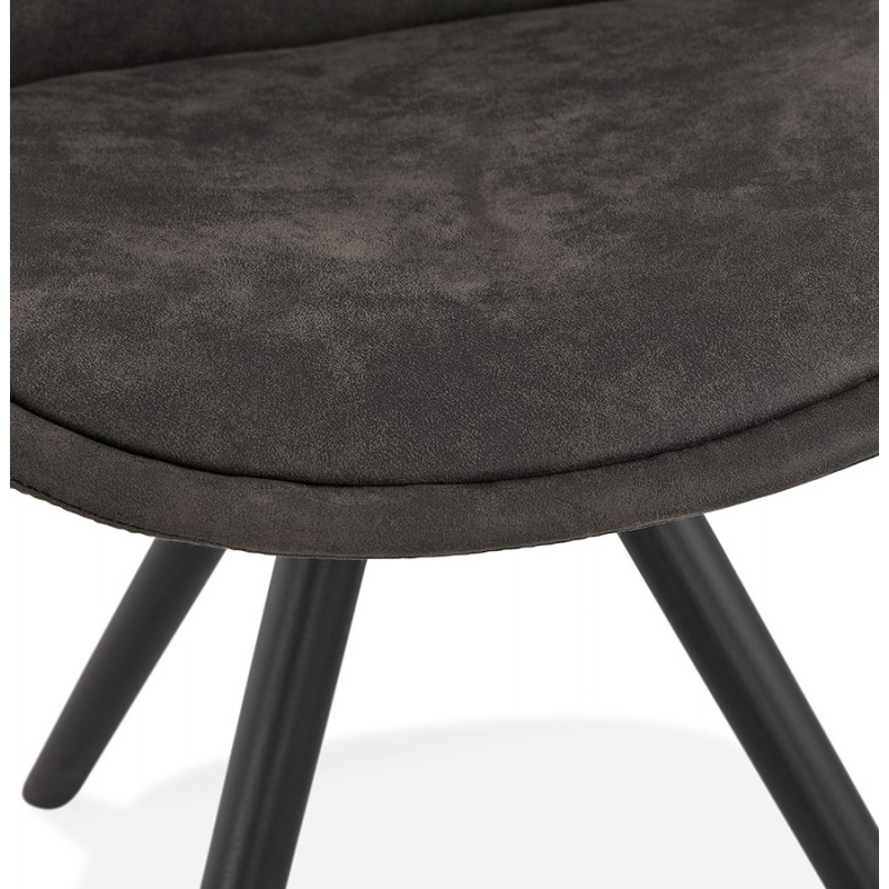 INDUSTRIAL Design Stuhl in Mikrofaser schwarze Füße SOLEA (dunkelgrau) - image 47252