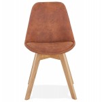 Design Stuhl und Vintage Mikrofaser Füße natürliche Farbe THARA (braun)