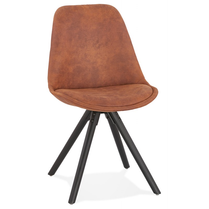 INDUSTRIAL Design Stuhl in Mikrofaser schwarze Füße SOLEA (braun) - image 47383