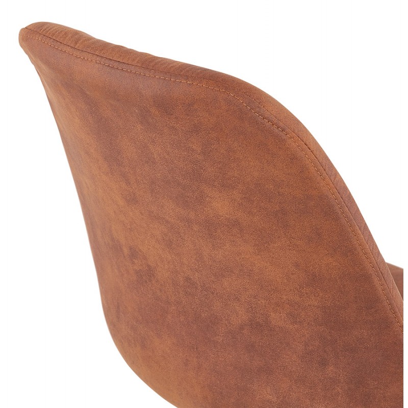 Silla de diseño INDUSTRIAL en microfibra pies negros SOLEA (marrón) - image 47388