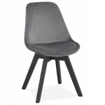 Vintage and industrial chair in velvet black feet LEONORA (dark grey)