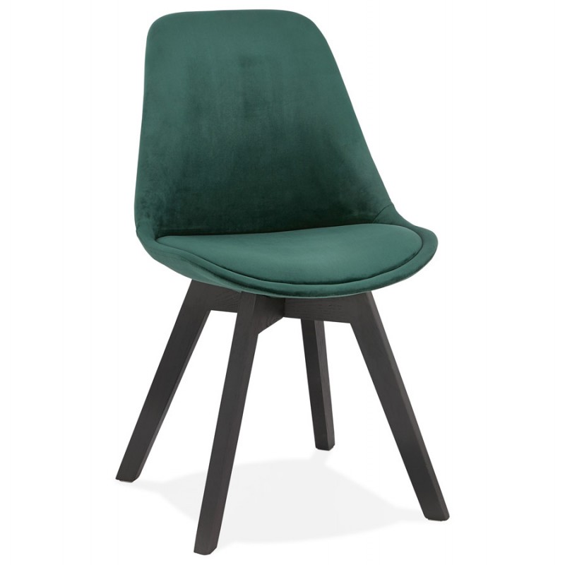 Vintage and industrial chair in velvet black feet LEONORA (green) - image 47401