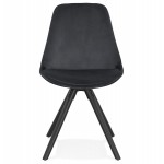 Chaise vintage et industrielle en velours pieds bois noirs ALINA (noir)