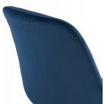 Silla vintage e industrial en terciopelo negro pies de madera ALINA (azul)