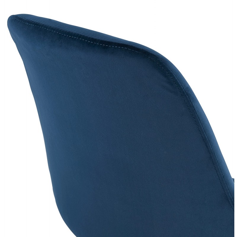 Chaise vintage et industrielle en velours pieds bois noirs ALINA (bleu) - image 47436