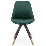 SUZON vintage and retro black and gold foot chair (green)