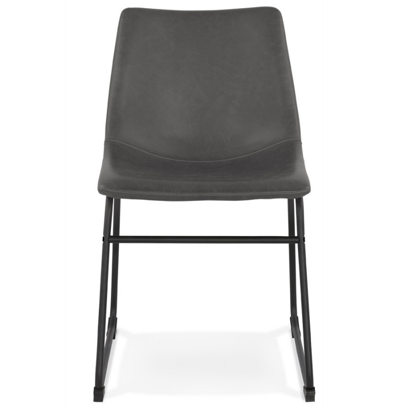 Vintage Stuhl und industrielle schwarze Metallfüße JOE (dunkelgrau) - image 47469