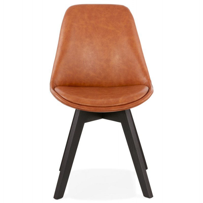 Vintage Stuhl und industrielle Füße schwarz Holz Füße MANUELA (braun) - image 47485