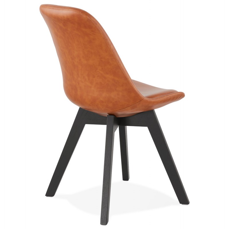 Vintage Stuhl und industrielle Füße schwarz Holz Füße MANUELA (braun) - image 47487