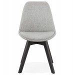 Chaise design en tissu pieds bois noir NAYA (gris)