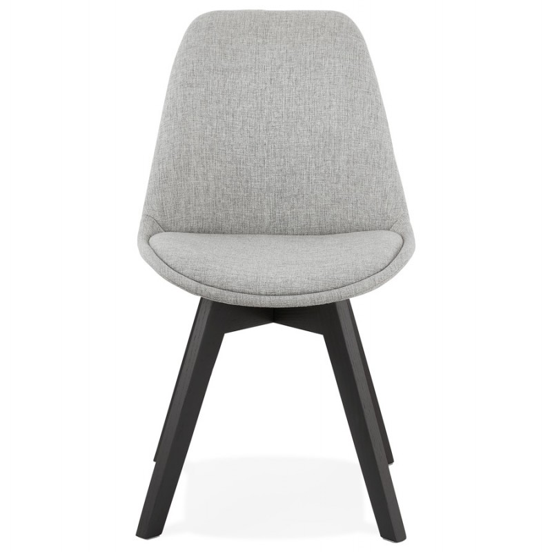 NAYA black wooden foot fabric design chair (grey) - image 47496