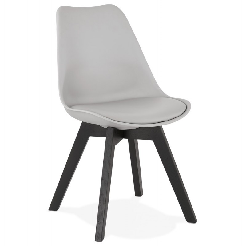 DESIGN Stuhl mit schwarzen Holzfüßen MAILLY (grau) - image 47502