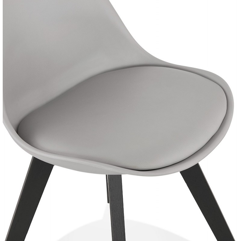 Sedia DESIGN con piedi neri in legno MAILLY (grigio) - image 47507