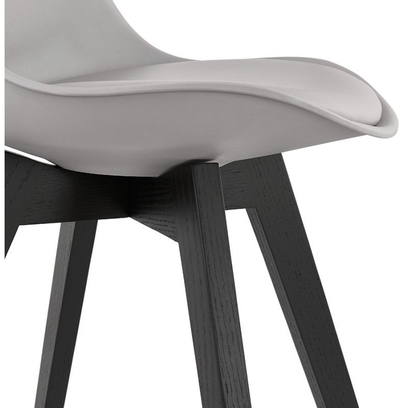 Silla DESIGN con patas de madera negra MAILLY (gris) - image 47509