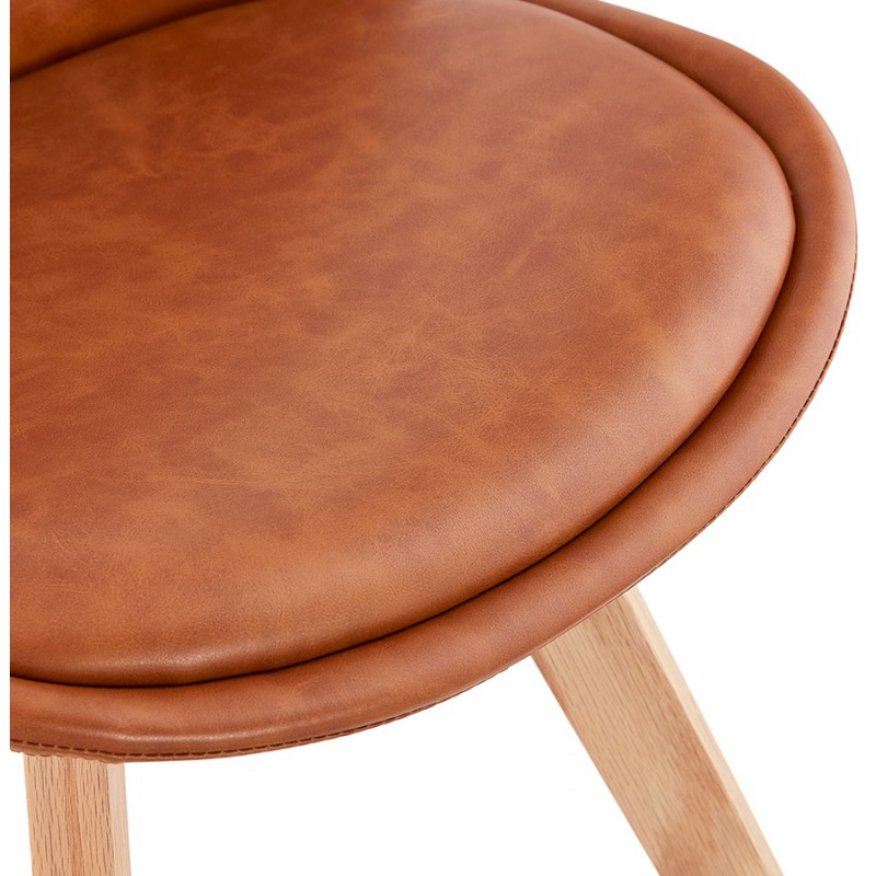 Vintage Stuhl und industrielle Holzfüße natürliche Oberfläche MANUELA (braun) - image 47541
