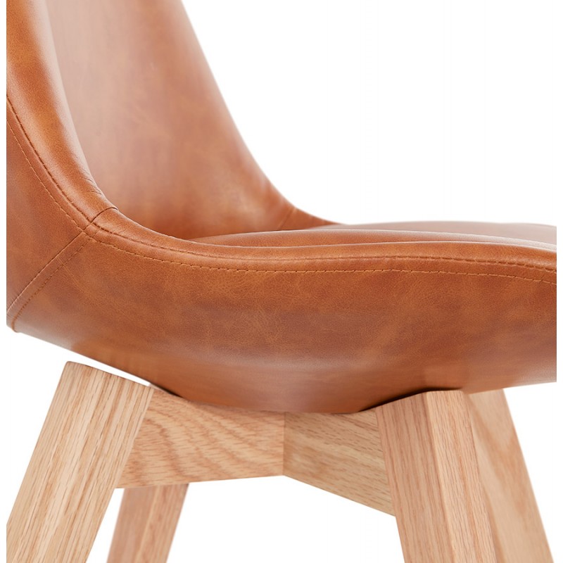 Vintage Stuhl und industrielle Holzfüße natürliche Oberfläche MANUELA (braun) - image 47542